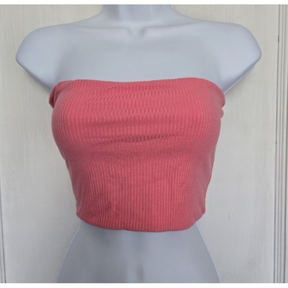 Lot of 2  Topshot Bandeau Tube Ribbed Tops  Dark Pink & Marigold Yellow  Size 12
